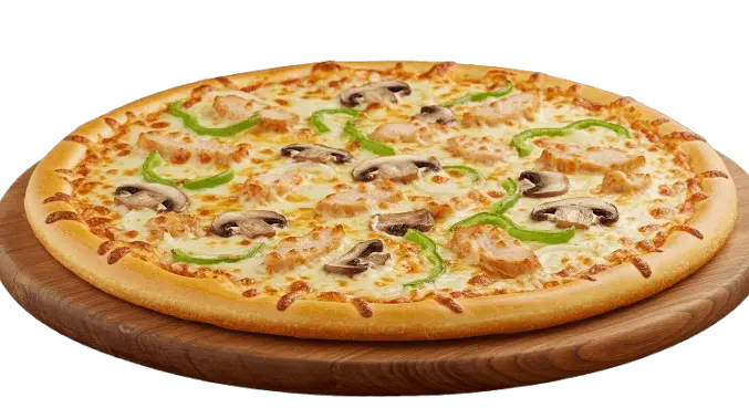 debonairs deluxe cheezy chicken and mushroom pizza flavor 